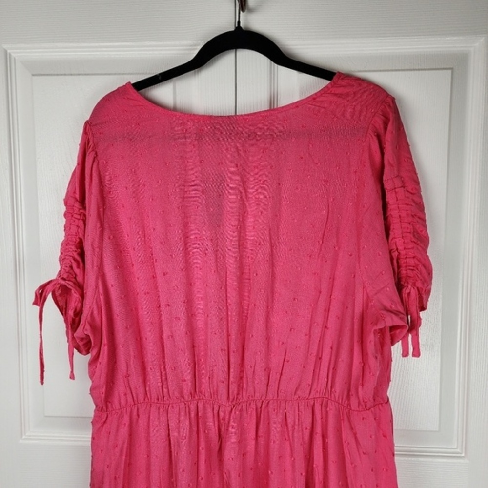 Torrid Swiss Dot surplice Midi Dress Plus Hot Pink Size 18-20 - Picture 15 of 16